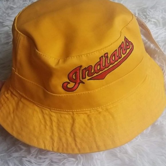 MLB Other - Rare NWT Indians Chief Wahoo yellow bucket hat